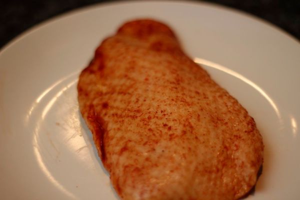 Duck breast - after marinade. Lovely colour!